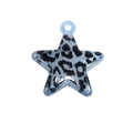 Star-shaped acrylic pendant with light blue leopard print and glossy finish for jewelry - Pentagram / Blue