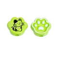 Bright green cat paw charm beads with cute kitten print for DIY jewelry making - 18*20mm / Fruit Green