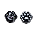 Black cat paw charm bead with cute cartoon kitty pattern for DIY jewelry making - 18*20mm / Black