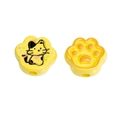 Yellow cat paw bead for DIY crafts featuring cute spotted pattern and 3D textured paw pads - 18*20mm / Yellow