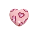 Pink acrylic heart bead with love script and red pattern for DIY jewelry making - 10 Pieces Pack / Pink With Heart Pattern