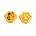 Orange cat paw charm beads with painted kitten patterns for DIY jewelry and phone chains - 18*20mm / Orange