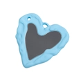 Ciondolo a cuore in acrilico azzurro con trama a lava e centro metallico scuro - Stile Cuore / Cuore-Blu