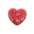 Red acrylic heart bead with hand-painted Love pattern for DIY jewelry accessories - 10 Pieces Pack / Red With LOVE Letter Pattern