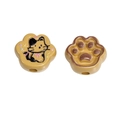 Caramel cat paw resin bead with cute calico kitten print for DIY jewelry making - 18*20mm / Light Coffee