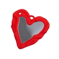 Ciondolo a specchio in acrilico rosso a forma di cuore con texture 3D per fai-da-te - Cuore-Rosso