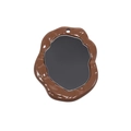 Ciondolo in acrilico a cuore marrone stile cioccolato con centro grigio scuro lucido - Ovale Irregolare - Caffè