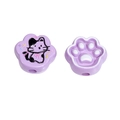 Light purple cat paw beads with kitten print and textured pad design for DIY crafts - 18*20mm / Purple