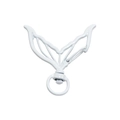 White fishtail shaped metal lobster clasp with 360-degree swivel ring for DIY keychains - Mermaid Skirt / White