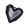 Ciondolo a cuore stile lava con cornice nera opaca e centro a specchio argento per DIY - Cuore - Nero
