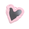 Ciondolo a specchio in acrilico laccato rosa a forma di cuore con cornice a onde per DIY - Cuore-LOVE Rosa