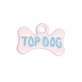 Roze botvormige legering hanger met blauwe TOP DOG gravure voor DIY bedels - Bot Letter Label / Lichtroze