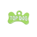 Groene botvormige penning voor huisdieren met witte Top Dog tekst en metalen legering - Bot Letter Label / Fruitgroen