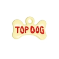 Botvormige legering bedel met Top Dog tekst voor DIY sieraden en accessoires - Bot Letter Label / Geel