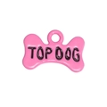 Roze botvormige legering hanger met TOP DOG tekst voor doe-het-zelf sleutelhangers - Bot Letter Label / Rozerood