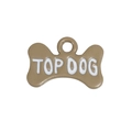 Kaki botvormige hanger met witte TOP DOG gravure voor doe-het-zelf accessoires - Bot Letter Label / Lichtbruin