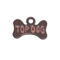 Bruine botvormige legering hanger met Top Dog gravure voor DIY sleutelhangers - Bot Letter Label / Donkere Koffie