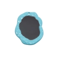 Ciondolo ondulato in acrilico blu cielo con specchio grigio scuro per portachiavi DIY - Ovale Irregolare - Blu