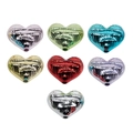 Set di sette perle acriliche colorate a forma di cuore con texture ondulata per gioielli - Forma Cuore Colore Casuale (Perline Increspate)