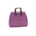 Charming purple glitter acrylic mini handbag charm with elegant gold handle for DIY crafts - Purple