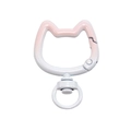 Cat-shaped alloy spring clasp in pink and white gradient finish for DIY keychains - White + Pink