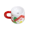 Miniature white cartoon cup bead with red handle and house print for DIY crafts - House - Red