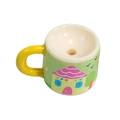 Mini yellow bead accessory with cartoon house print and center hole for DIY crafts - House - Yellow
