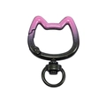 Pink to black gradient cat-shaped spring clasp with rotating ring for DIY crafts - Black and Purple