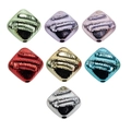 Perline a cuore metalliche con onde in sette colori per catene di cellulari - Forma Rombo Colore Casuale (Perline Increspate)