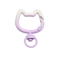 Cat shaped metal swivel clasp with purple gradient finish for DIY keychains - Purple and White