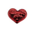 Perlina a cuore rosso con texture plissettata e foro passante per gioielli DIY - Cuore - Rosso (Perline Increspate)