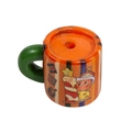Mini-Becherperle mit Katzenprint in Orange für DIY-Schmuck und Handy-Anhänger - Elfenbecher - Orange