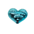 Perla a cuore blu elettrico lucido con trama verticale e finitura a specchio - Cuore - Blu (Perline Increspate)