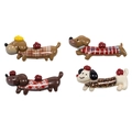 Set of four colorful acrylic dachshund figurines in plaid, striped and leopard patterns - Random Color Style
