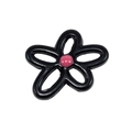 Black hollow flower bead charm with pink core for DIY jewelry and accessories - Black