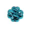 Perla quadrifoglio blu metallizzato con trama a coste verticali per gioielli fai-da-te - Quadrifoglio - Blu (Perline Increspate)