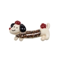 Acrylic dachshund puppy charm with leopard print patterns and red fruit details - Leopard Print White Style