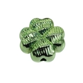 Perlina a quadrifoglio verde metallizzato con trama a costine e foro per gioielli - Quadrifoglio - Verde (Perline Increspate)