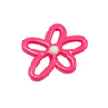 DIY jewelry charm with hollow rose pink flower design and white center bead core - Rose Red