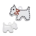White resin Scottish Terrier pendant with red bow for DIY jewelry and keychains - White