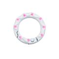 White and pink polka dot spring ring buckle with unique cream drop texture for DIY crafting - White