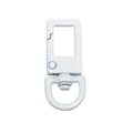 Square lobster clasp in bright white finish with 360-degree swivel ring for DIY keychain - White