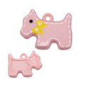 Pink cartoon dog pendant charm with yellow bow detail for DIY keychains and phone straps - Light Pink