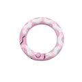 Pink round spring ring clasp with white wave and dot painted pattern for DIY keychain - Light Pink
