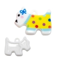 Pendentif chien DIY coloré à pois avec un nœud bleu pour porte-clés - Jaune
