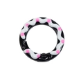 Black spring ring with pink dots and white wave pattern for DIY keychain accessories - Black