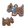 Pendentif chien en résine marron avec nœud bleu pour la fabrication de bijoux DIY - Marron