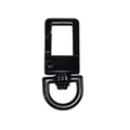 Glossy black square snap hook with D-ring swivel for DIY keychain accessories - Black