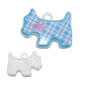 Pendentif Terrier écossais coloré avec motif à carreaux bleus et décor de nœud rose - Bleu