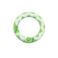 Green spring ring clasp with white wave pattern and yellow polka dots for DIY keychains - Green